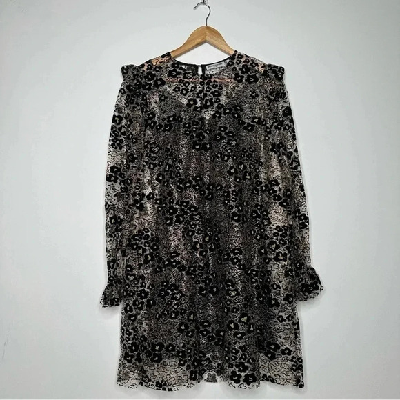 Opening Ceremony Glittered Flocked Corded Lace Mini Dress Size 4 - Picture 3 of 14